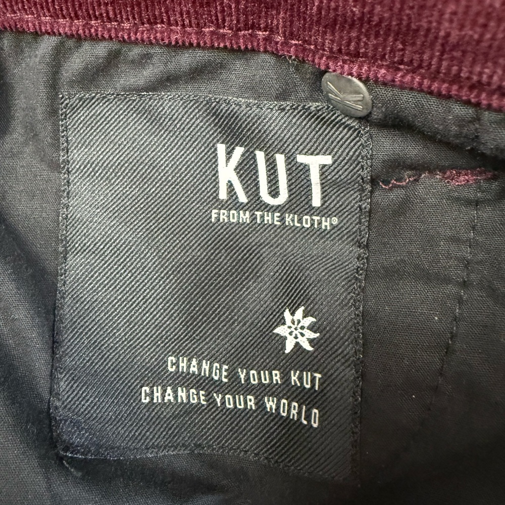 Kut From The Kloth Karen Baby Boot Cut Maroon Corduroy Trousers Size 00 - Picture 12 of 13